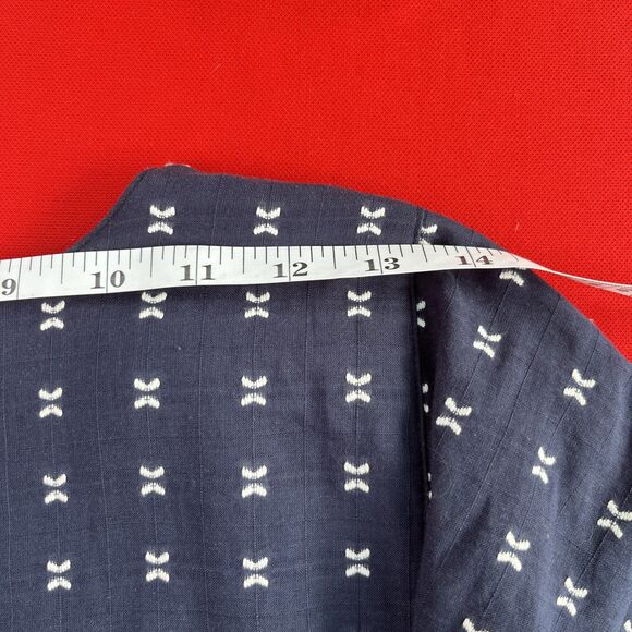 Madewell Navy & White Textured Dot V-Neck Dolman Sleeve Mini Dress Sz XS Preppy - Picture 4 of 8